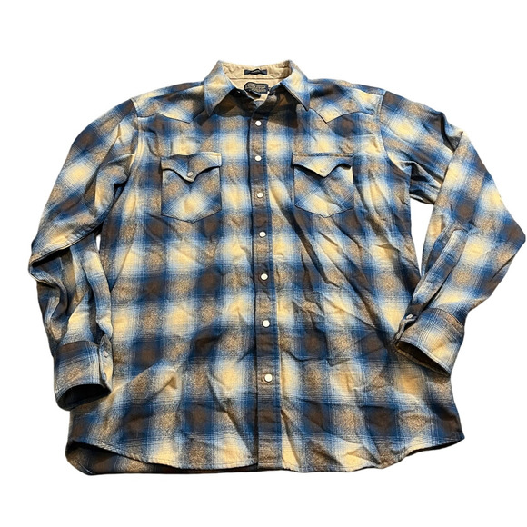 Pendleton High Grade Western Wear Pearl Snap Wool Canyon Shirt‎ Blue Tall Large - Picture 1 of 7